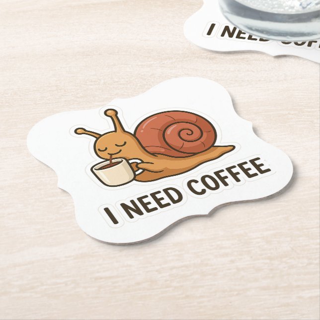 Cute Snigel Coffee Sticker Underlägg Papper (Vinklad)