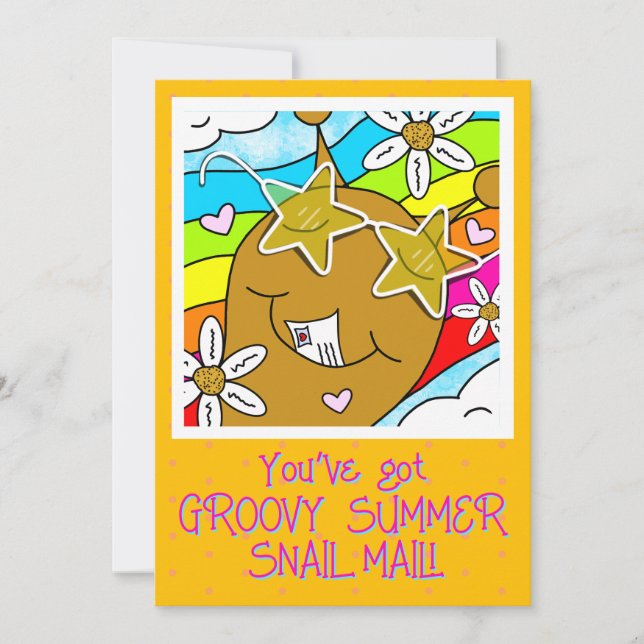 Cute Snigel Groovy Summer Mail Hej Hälsning Kort (Framsida)