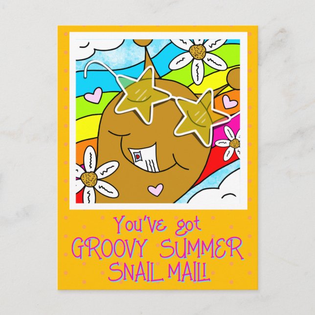 Cute Snigel Groovy Summer Mail Hej Vykort (Framsida)
