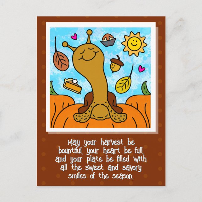 Cute Snigel Happy thanksgiving Helgdag vykort (Framsida)