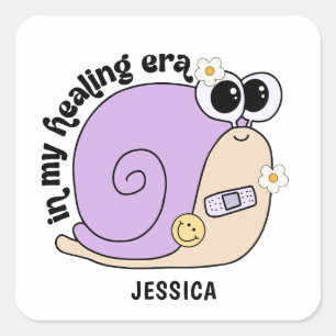 Cute Snigel I min läkningstid Fyrkantigt Klistermärke