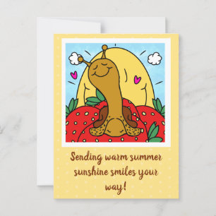 Cute Snigel jordgubbar och sommarsolskenor Vykort