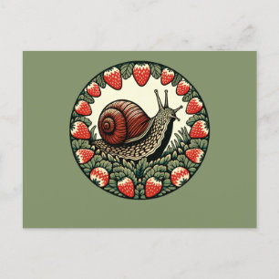 Cute Snigel jordgubbe Fruit Sniglar Art Snigel Mai Helg Vykort