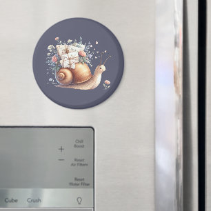 Cute Snigel Mail-Blommigten Pastel Illustration Magnet