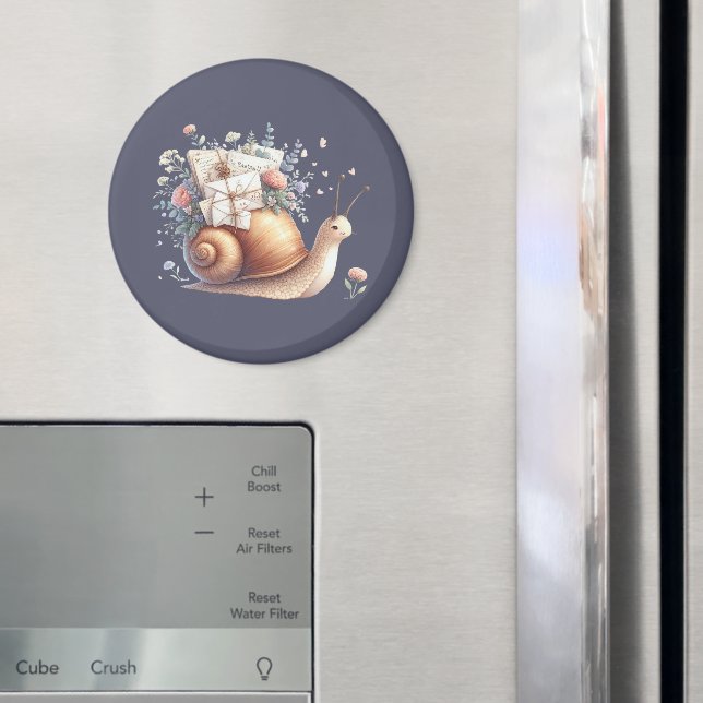 Cute Snigel Mail-Blommigten Pastel Illustration Magnet (In Situ (Fridge))