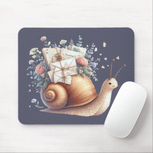 Cute Snigel Mail-Blommigten Pastel Illustration Musmatta