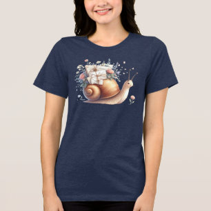 Cute Snigel Mail-Blommigten Pastel Illustration T Shirt