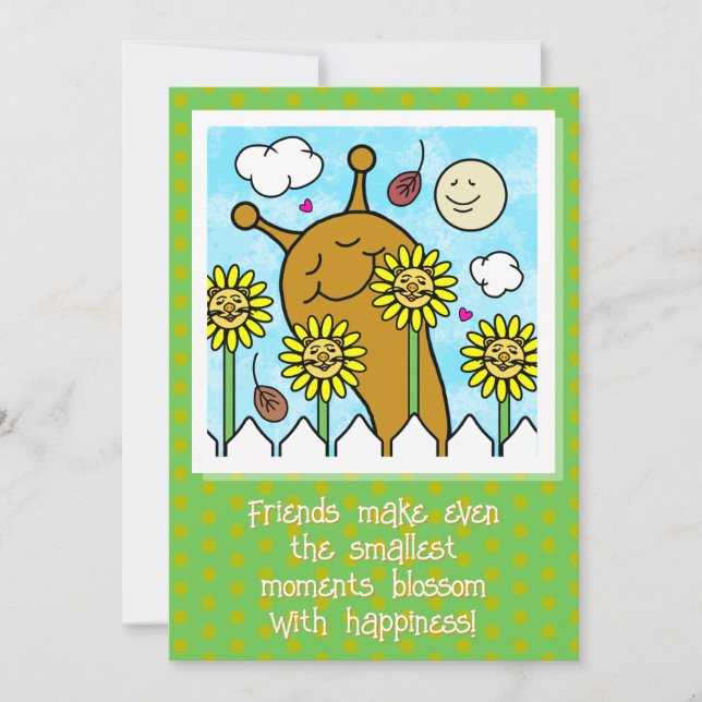 Cute Snigel med Dandelion-vänner faller Kort (Framsida)