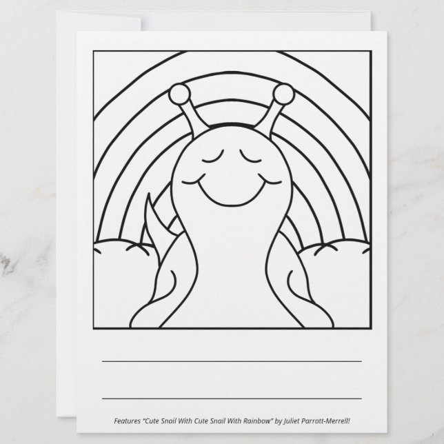 Cute Snigel med regnbåge | Färgsida (Framsida)