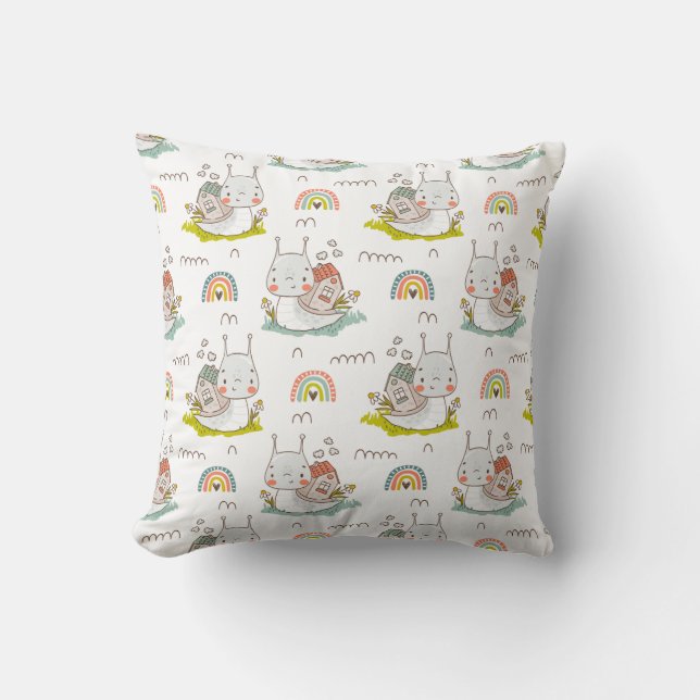 Cute Snigel Mönster Kawaii Animal Boho Kudde (Framsida)