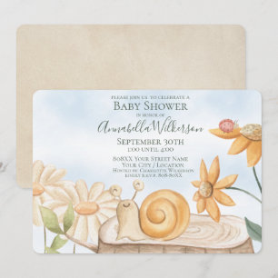 Cute Snigel och Ladybug Garden Theme Baby Shower Inbjudningar