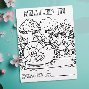 Cute Snigel och svampar   Färg Me-sida Reklamblad