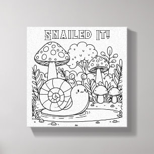 Cute Snigel och svampar Färg Me Smutsade den! Canvastryck