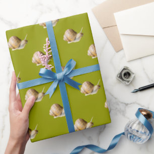 Cute Snigel på Moss Grönt Wrapping Papper Presentpapper