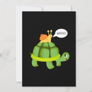 Cute Snigel Riding Turtle Adverse Animal Inbjudningar