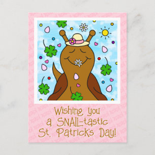 Cute Snigel St patricks day Helg Vykort