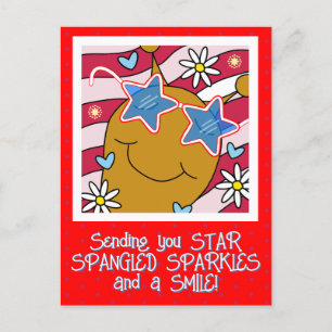 Cute Snigel Star Spangled Smiles Fjärde juli Helg Vykort
