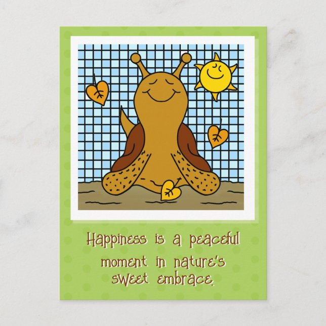 Cute Snigel Sunshine och Löv Mosaic Lycklig faller Vykort (Framsida)