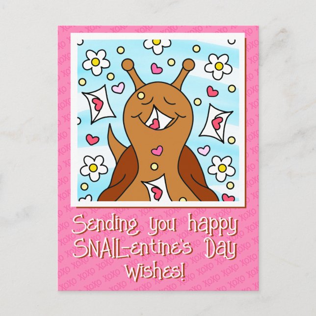 Cute Snigel Valentines day | Helg Vykort (Framsida)
