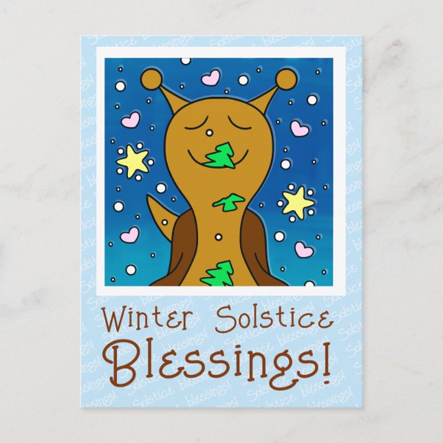 Cute Snigel Winter Solstice Blesses Helg Vykort (Framsida)