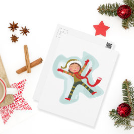 Cute Snö Angel Girl Vykort