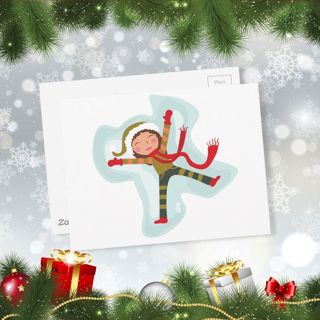 Cute Snö Angel Girl Vykort (Skapare uppladdad)