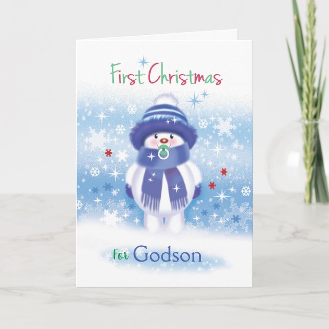 Cute snö baby, 1:a jul, Godson-kort Helgkort (Framsida)