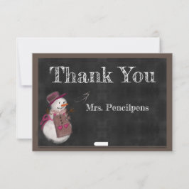 Cute Snö Girl Chalkboard Tack Teacher Kort