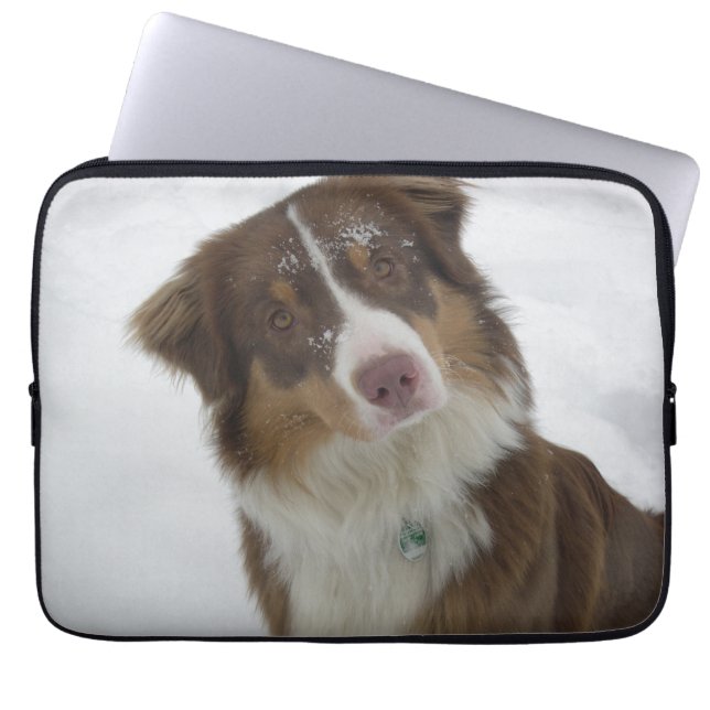 Cute Snö Hund Laptop Sleeve (Framsidan)