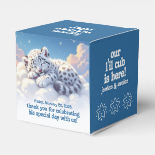 Cute Snö Leopard Asov på Clouds Baby Shower Presentaskar