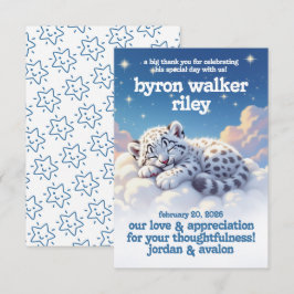 Cute Snö Leopard Asov på Clouds Baby Shower Tack Kort
