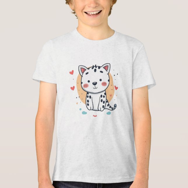 Cute Snö Leopard med hearts T Shirt (Framsida)