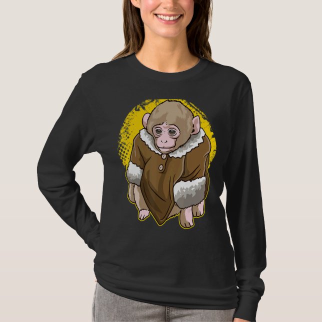 Cute Snö Macaque-apa som Jackar ett PM T Shirt (Framsida)
