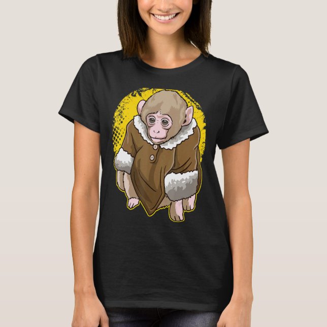 Cute Snö Macaque-apa som Jackar ett PM T Shirt (Framsida)
