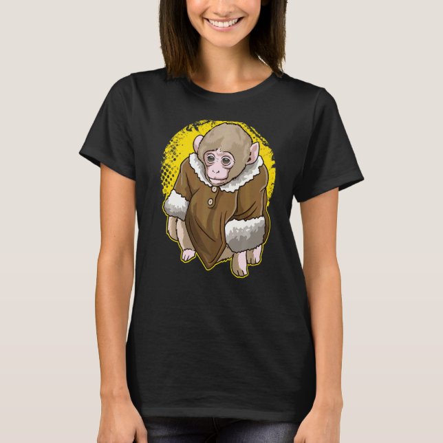 Cute Snö Macaque Monkey, med Jackat PM 1 T Shirt (Framsida)