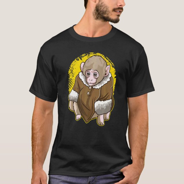 Cute Snö Macaque Monkey, med Jackat PM 1 T Shirt (Framsida)