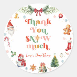 Cute Snö - mycket jultid, Födelsedagsfest Runt Klistermärke