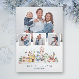 Cute Snö-täckta julbomber 4-foto Julkort