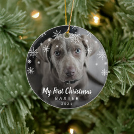 Cute Snöflingor Photo Hund Min första jul Julgransprydnad Keramik