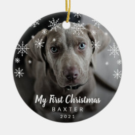 Cute Snöflingor Photo Hund Min första jul Julgransprydnad Keramik