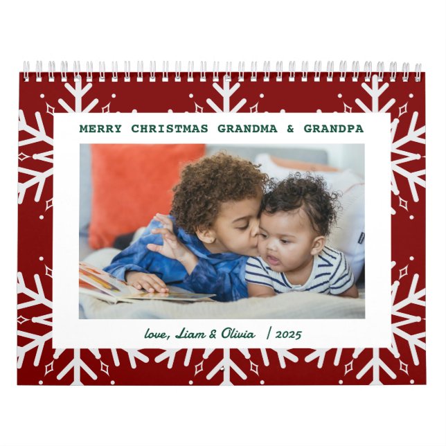 Cute Snöflingor Red-julfoto | Gift Kalender (Omslag)