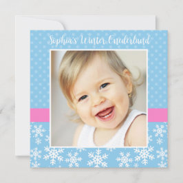 Cute Snöflingor Winter Onederland Foto Birthday Inbjudningar