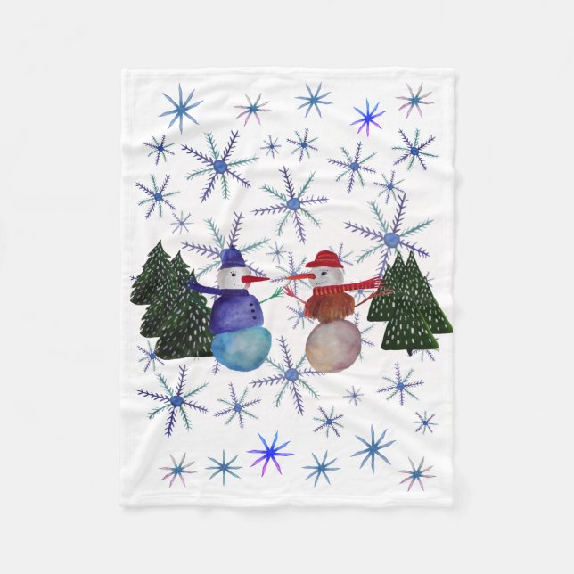Cute-Snögubbar Fleecefilt (Framsidan)