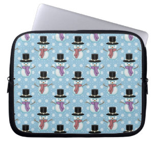 Cute Snögubbar på Blek Blue Mönster Laptop Fodral