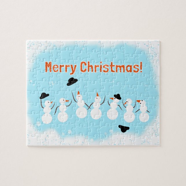 Cute-snögubbar Pussel (Horisontell)