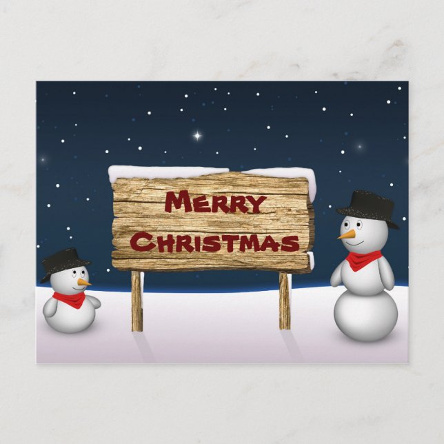 Cute Snögubbar som önskar God jul Helg Vykort (Framsida)