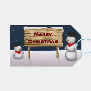 Cute Snögubbar som önskar God jul Presentetikett