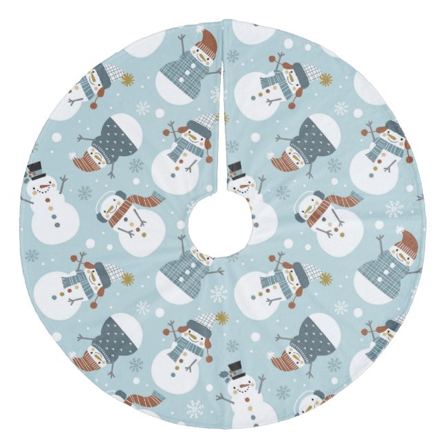 Cute Snögubbar Ull Träd Skirt Julgransmatta Fleece (Framsidan)