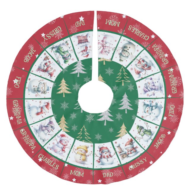 Cute Snögubbars Brushed Polyester Träd Skirt Julgransmatta Borstad Polyester (Framsidan)