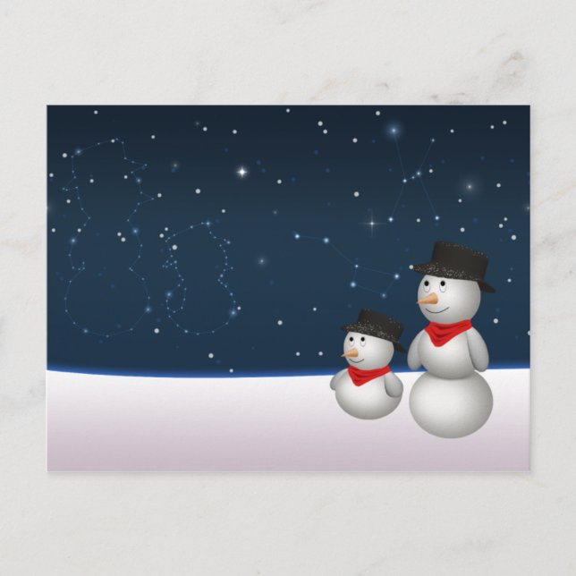 Cute Snögubbars Constellation Helg Vykort (Framsida)